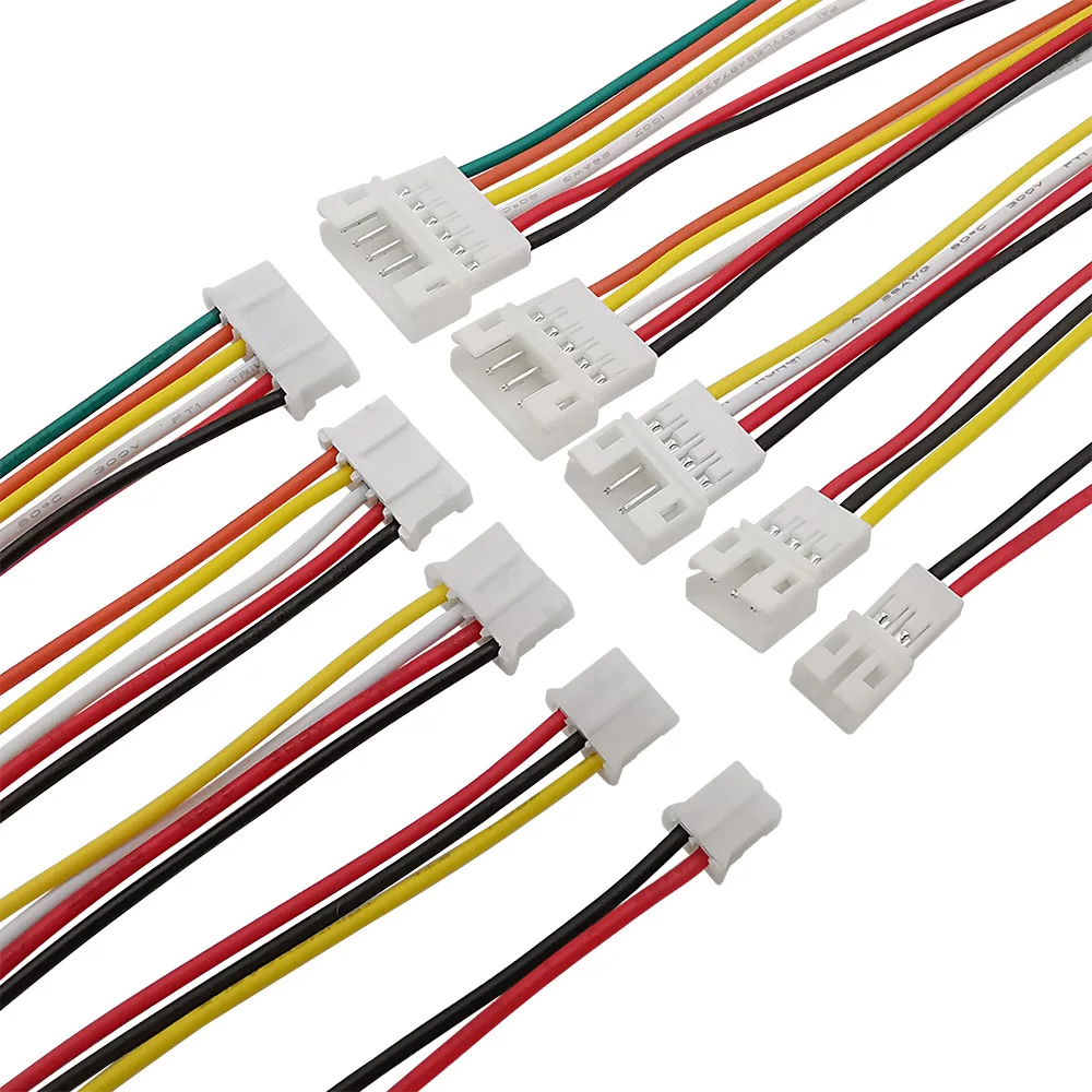 10 Stück Micro JST PH 2,0 mm Rastermaß 2/3/4/5/6 Pin Stecker/PH2.0 Buchse Drähte Kabel Stecker 26AWG 20 cm Image