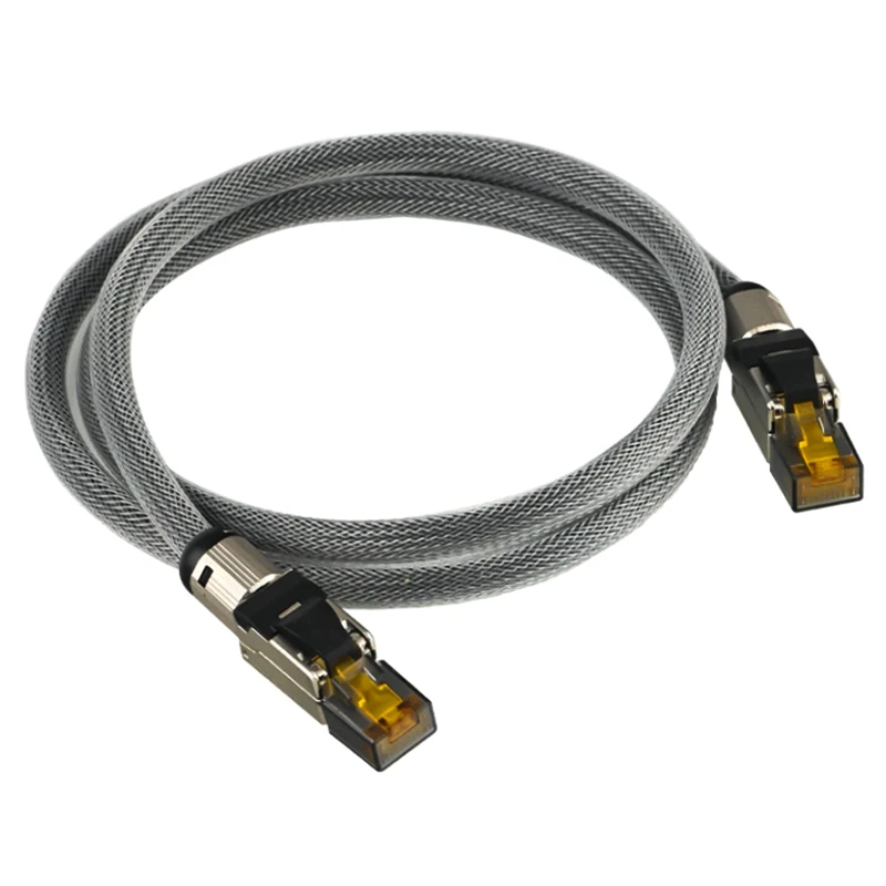 Reines Silber Cat8 Ethernet Netzwerk kabel 40 Gbit/s 2000MHz Cat7 RJ45 Patchkabel für Router Switch Notebook Heimkino TV Image