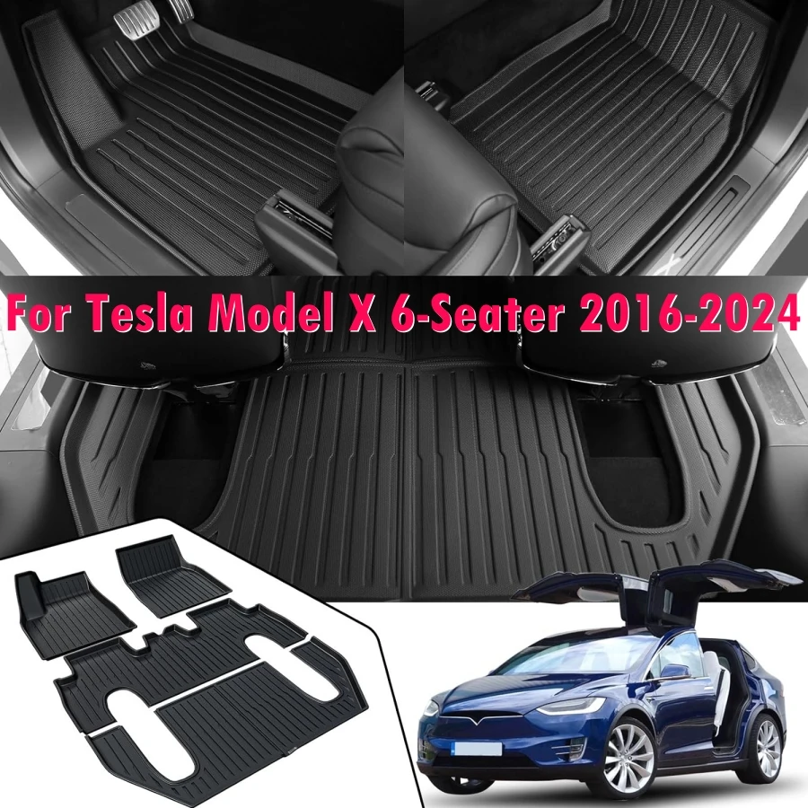 Innen abdeckung Fußmatten für 2015-2018 Tesla Modell x 6-Sitzer, Frunk Kofferraum matten Cargo Liner Bodenbeläge passen Tesla Modell x 6-s Image