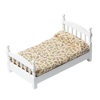 1:12 Dollhouse Miniature White Toy Bed Furniture Bedroom Doll House Bed