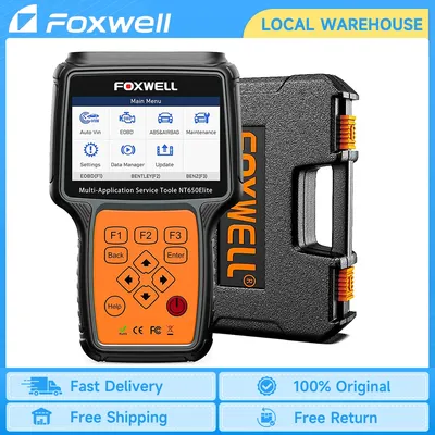 FOXWELL NT650 Elite OBD2 Automotive Scanner TPMS SAS A/F Oil EPB BRT DPF 26+ Reset ABS SRS