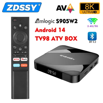 Smart TV Box TV98 ATV Ultra HD 8K Android 11 to 14 S905W2 2GB16GB 4GB 32GB/64GB Dual Wifi BT5.0
