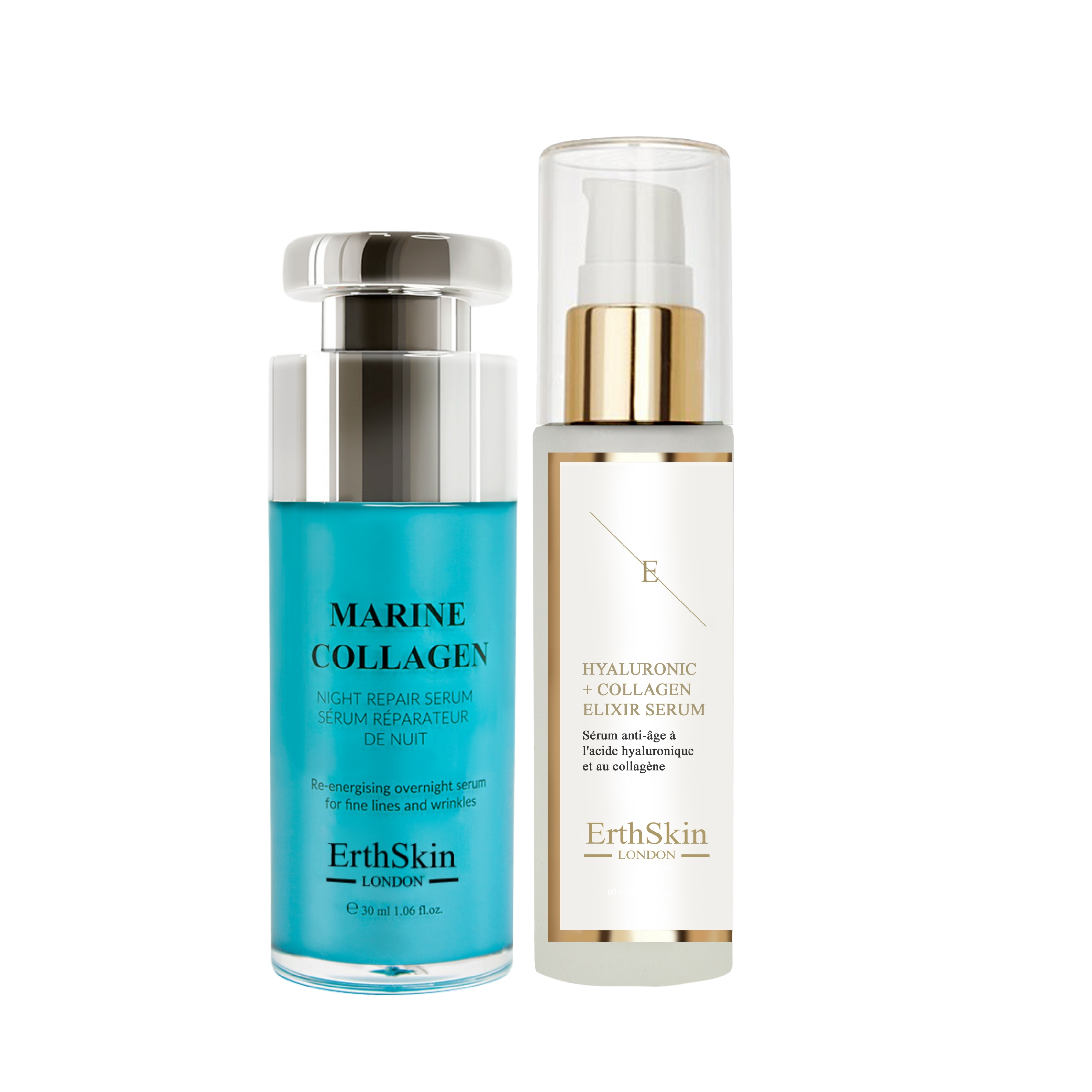 Hyaluronsäure- und Kollagenserum – 60 ml + Marine Collagen Night Repair Serum 30 ml Image