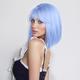 Light Blue Bob Wig with Bangs Short Straight Blue Wig for Women Shoulder Length Wigs Colorful Synthetic Wig for Daily Use Party Cosplay 12Inch Halloween Wigs