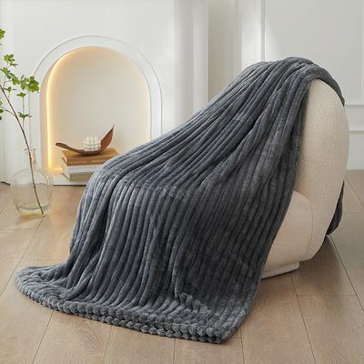 3D Ribbed Jacquard Fleece Flannel Velvet Plush Decorative Bed Blanket - Super Soft, Plush, Fluffy, Fuzzy, Warm, Cozy Perfect for Couch, Bed, Sofa in Fall Winter