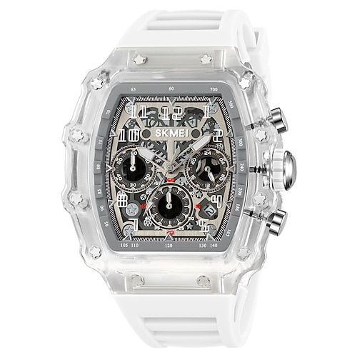 SKMEI Herren Quarz Uhr Outdoor Mode Lässige Armbanduhr Stoppuhr Countdown Kalender Wasserdicht Silikon Gel Uhr Image