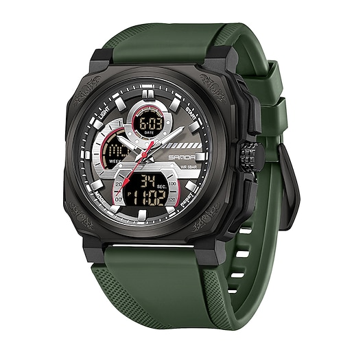 Sanda 3356 Herren elektronische Quarzuhr multifunktionale wasserdichte Wecker Kalender Student Fashion Square Sportuhren Image