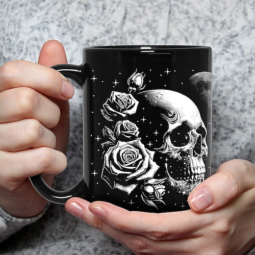 Totenkopf-Tasse, 13 oz, Gothic-Geschenke für Frauen, Totenkopf-Geschenke für Frauen – Hexengeschenke, Totenkopf-Geschenke für Männer, einzigartiger großer Totenkopf-Kaffeebecher – Gothic-Dekor, Gothic-Tasse – Totenkopf-Tasse, Gothic-Geschenke für... Image