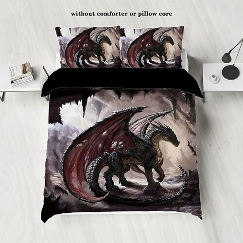 Fantasy-Monster Warcraft Drachenclan Bettbezug-Set beinhaltet Bettbezug und Kissenbezüge episches und detailliertes Drachenclan-Design weicher und strapazierfähiger Stoff Image