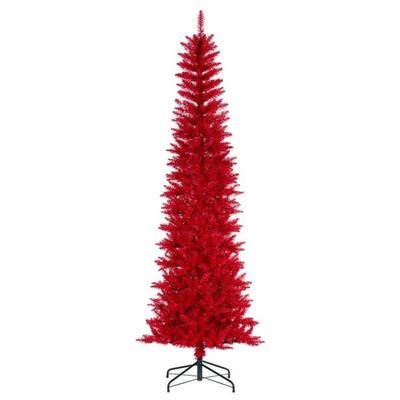 Vickerman 761113 - 6.5' x 28" Red Pencil Tree Unlit Artificial Christmas Tree Christmas Tree (K241265)