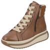 Schnürboots RIEKER EVOLUTION, Damen, Gr. 41, braun, Leder, Lederimitat, sportlich, Schuhe, Plateaustiefelette, High Top Sneaker mit zwei Reißverschlüsse