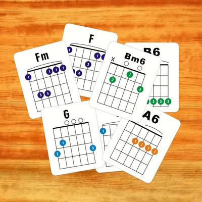 TEMU 56-piece Guitar Chords Flash Cards Set - Portable Pocket Reference Cards With Finger Positions For Guitar Chord Charts - Essential Learning Tool For Beginners And Experts