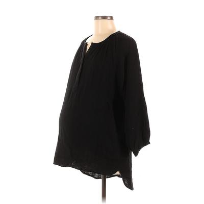 NOM 3/4 Sleeve Blouse: Black Tops - Women's Size Medium Maternity