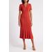 Rib Short Sleeve Midi Sweater Dress - Red - Julia Jordan Dresses