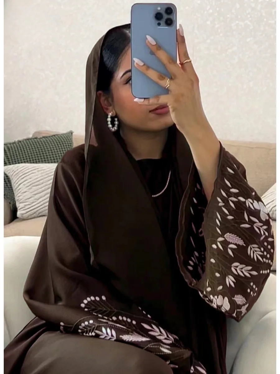 Türkei Emboridery Abaya für Frauen Kleid Marokko Dubai Islam Vestidos Eid Muslimischen Arabischen Lange Robe Ramadan Kaftan Abayas Jalabiya Image