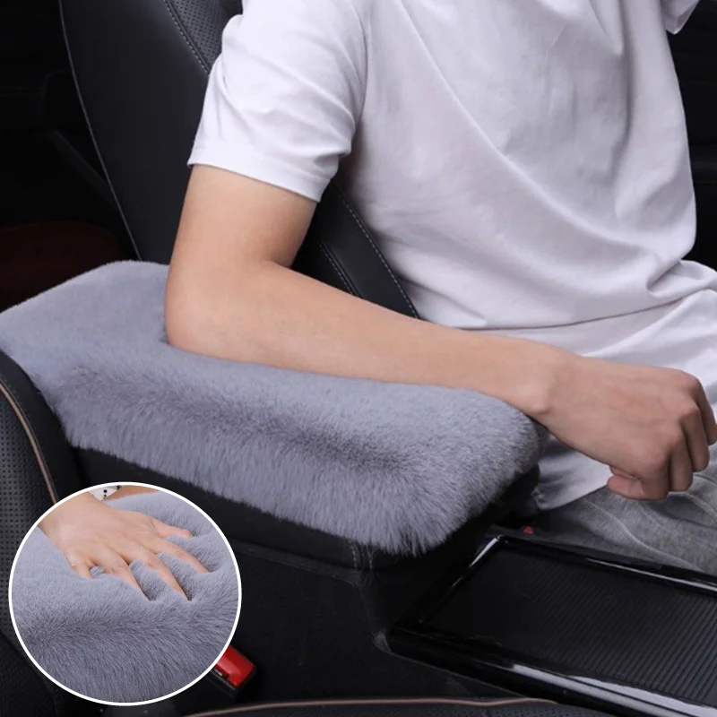 Cuscino della scatola del bracciolo dell'auto in peluche cuscino del bracciolo dell'auto caldo peloso copertura della scatola del bracciolo dell'auto decorazione universale dell'auto accessori interni