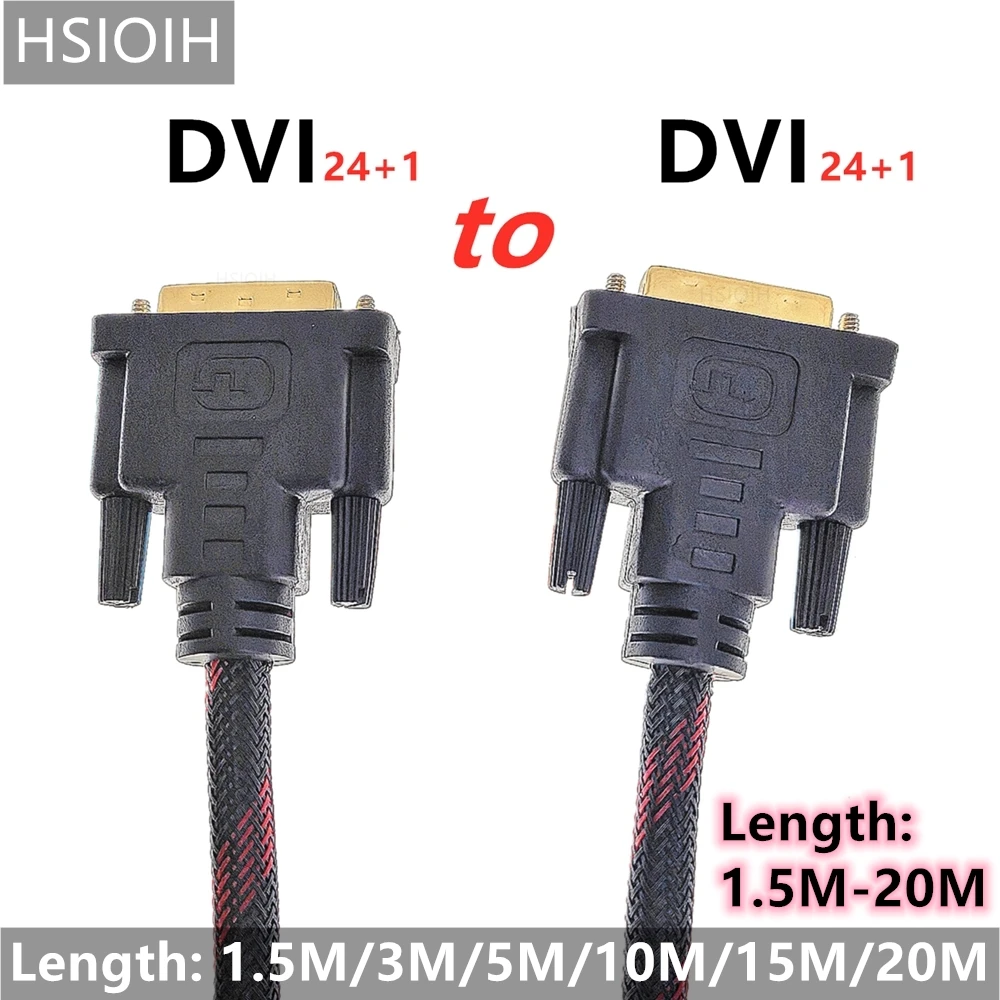 Adattatore cavo DVI a DVI ad alta velocità 24 + 1 pin DVI-D Placcato in oro DVI a HDMI a DVI CAVO DVI DVI Supporta 3D 1080P 1.5M 3M 5M 10M 20M
