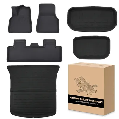 Floor Mats Boot Mat for Tesla Model Y Juniper 2025 Model 3 Highland Floor Liner All Weather Waterproof XPE Trunk Mat Cargo Liner