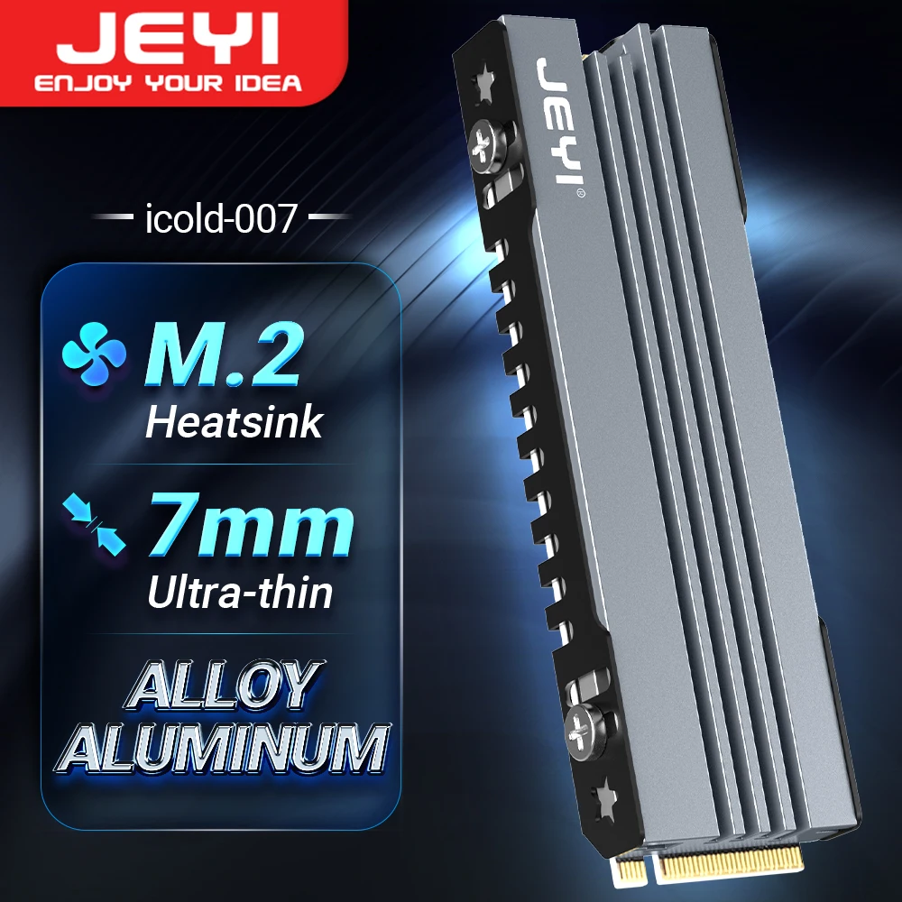 JEYI M.2 SSD-Kühlkörper, 2280 NVME NGFF SSD-Kühlung, Vollaluminium-Kühler mit thermischem Silikonpad für Motherboard/PS5 Image