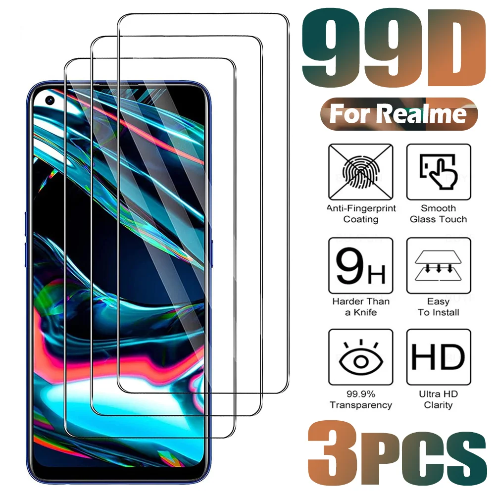 3PCS Copertura Completa In Vetro Temperato per Realme 6 6s 7 8 9 5G 10 Pro 4G Pellicola Della Protezione Dello Schermo su Realme 10S 10T 9i 8i 7i 12X 9H Vetro