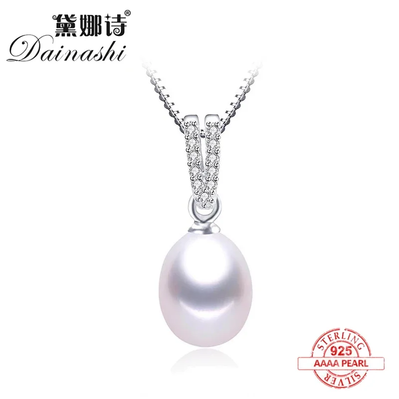 AAA Zirkon 100% Natürliche Süßwasser Perle Anhänger Für Frauen Elegante Silber 925 Halskette 45 cm Edlen Schmuck (Keine Kette) Image