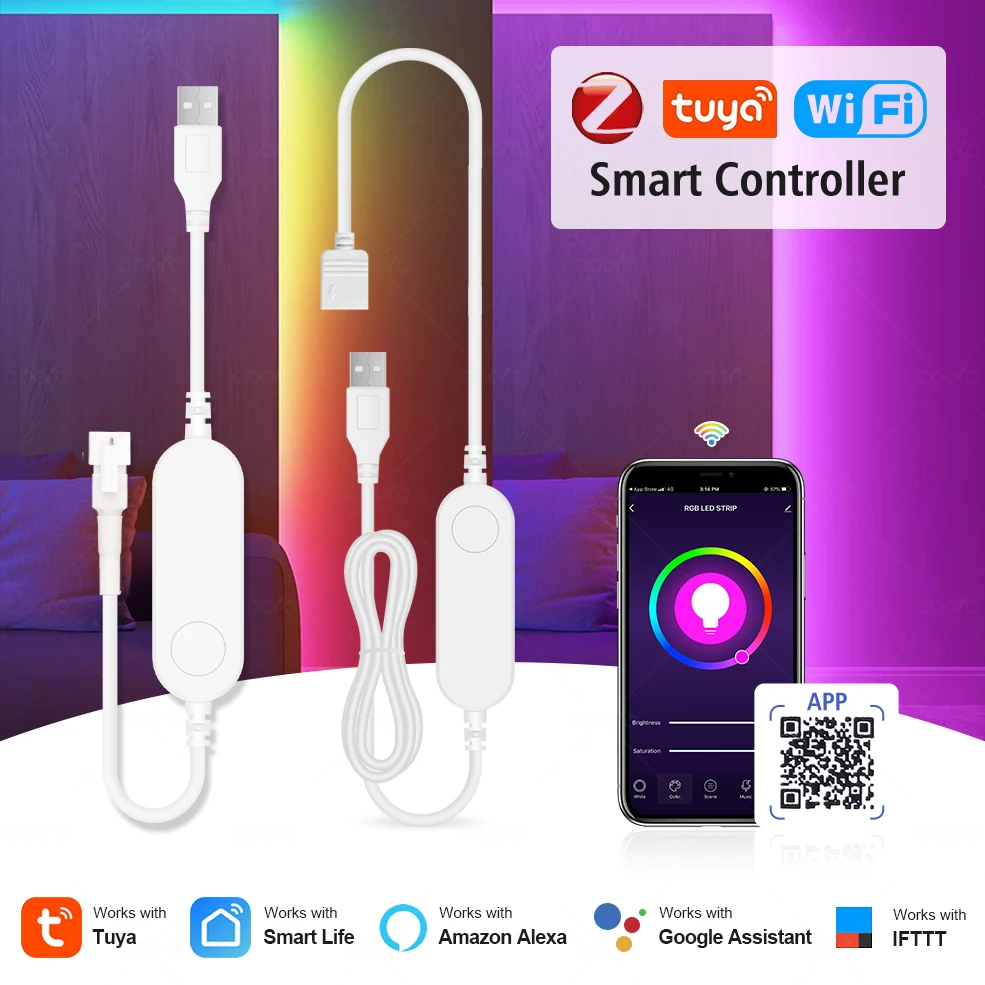Tuya WiFi Zigbee 3.0 LED Controller DC5V 4pin RGB 5pin RGBW 3Pin WS2812b LED Streifen Smart Controller Funktioniert mit Alexa Google Hause Image
