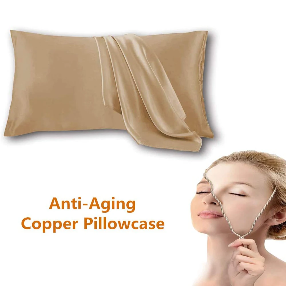 1/2 Stück Kupfer-Kissenbezug für besseres Schlafen, Anti-Aging-Kissenbezug, Faltenreduzierung, Haarglättung Image