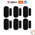 Tuya Smart Zigbee Sensore porta Porta finestra Apri rilevatore di chiusura Nero Sistema di sicurezza domestica intelligente Funziona con l'APP Gateway Smart Life