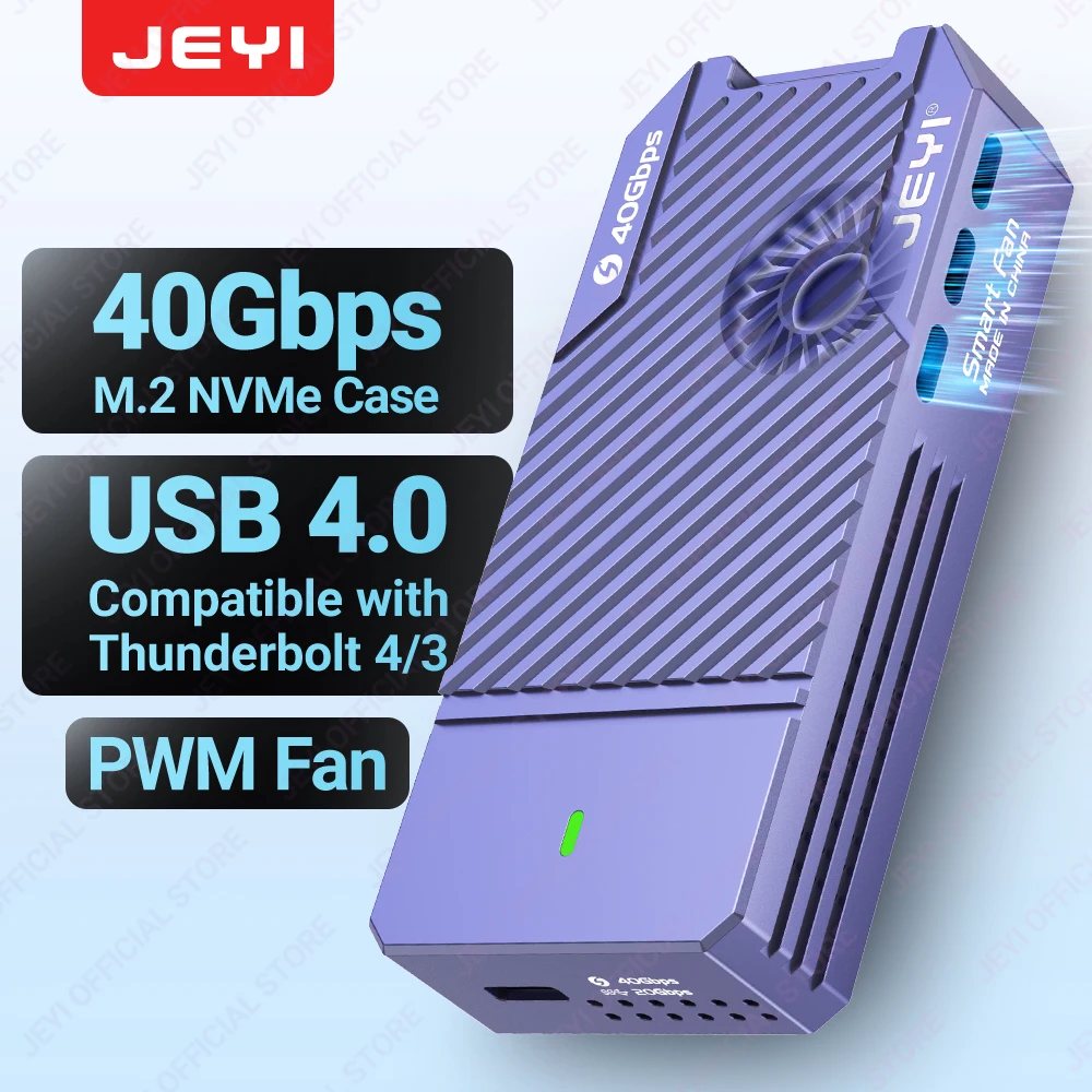JEYI 40 Gbit/s M.2 NVMe-Gehäuse mit PWM-Lüfter, Aluminium Typ C USB 4.0 2280 SSD-Gehäuse kompatibel mit Thunderbolt 4/3 USB 3.2/3.1/3 Image