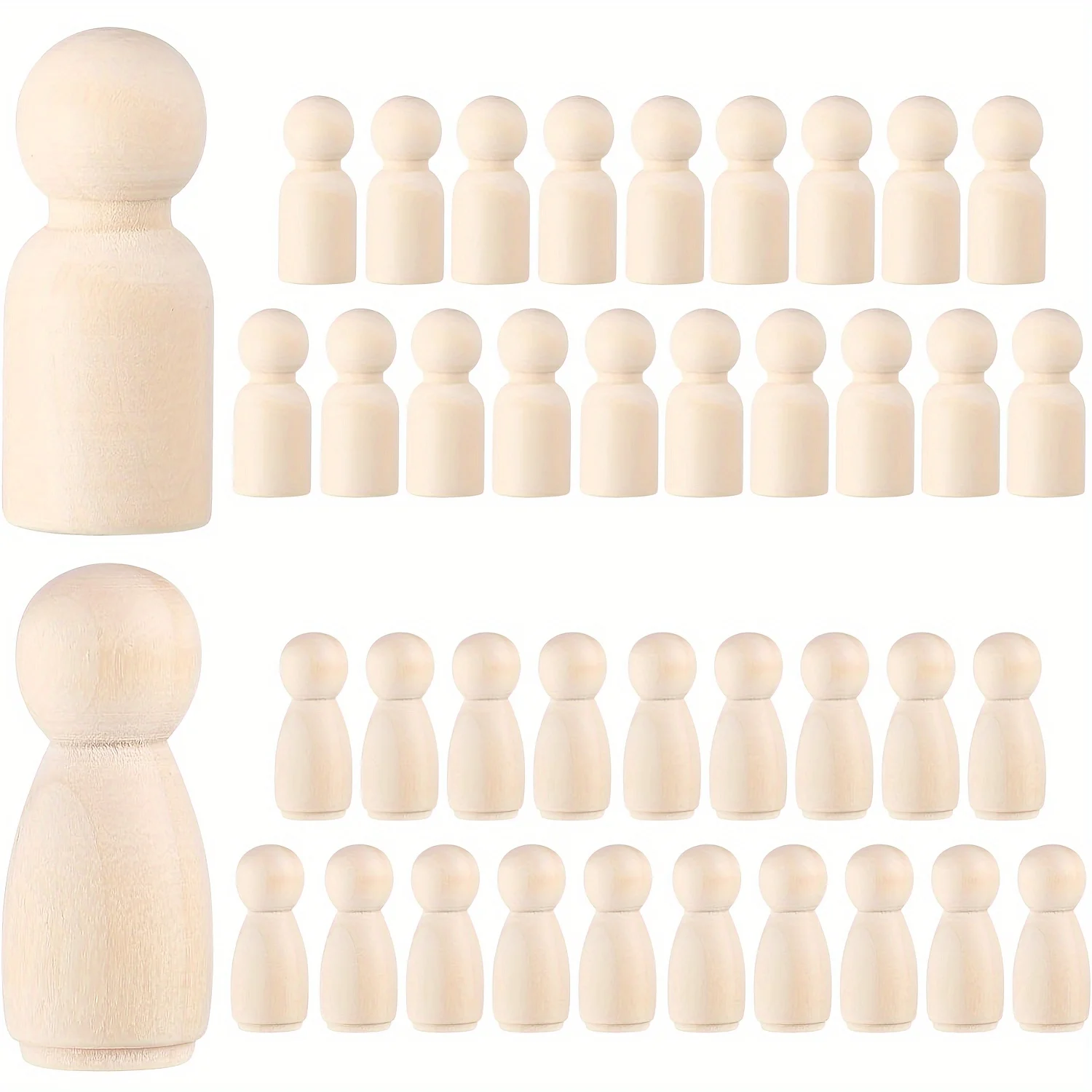 40 Pezzi 1.4In/35mm Pioli di Legno Cassa di Legno Pioli di Legno Bambole di Legno Persone Corpi Figure per la Pittura FAI DA TE Mestiere di Legno Peg G