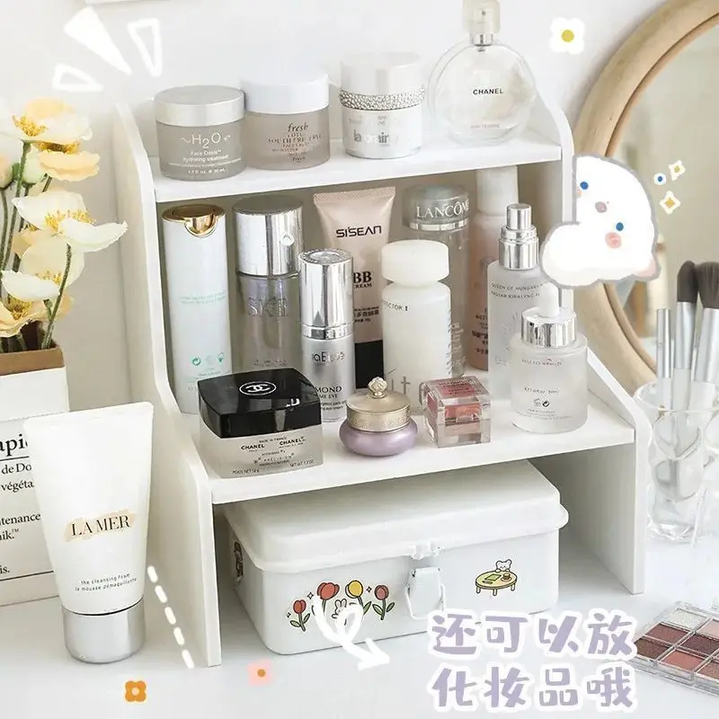 INS Desktop-Aufbewahrungsbox, 2-lagig, für Zuhause, Schlafzimmer, Kommode, Hautpflegeprodukte, Lippenstift, Regal, Studie, Schreibwaren, Bücher, diverse Organizer