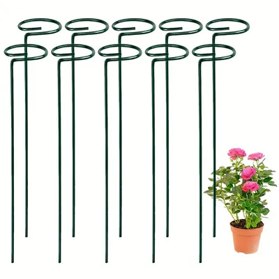 4pcs/10pcs Garden Plant Stakes, Garden Metal Single Stem Plant Support, Garden Flower Support For