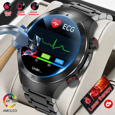 2025 New Smart Watch Men ECG PPG Laser Treatment Blood lipid Heart Rate Blood pressure Health Sport SmartWatch For Huawei Xiaomi