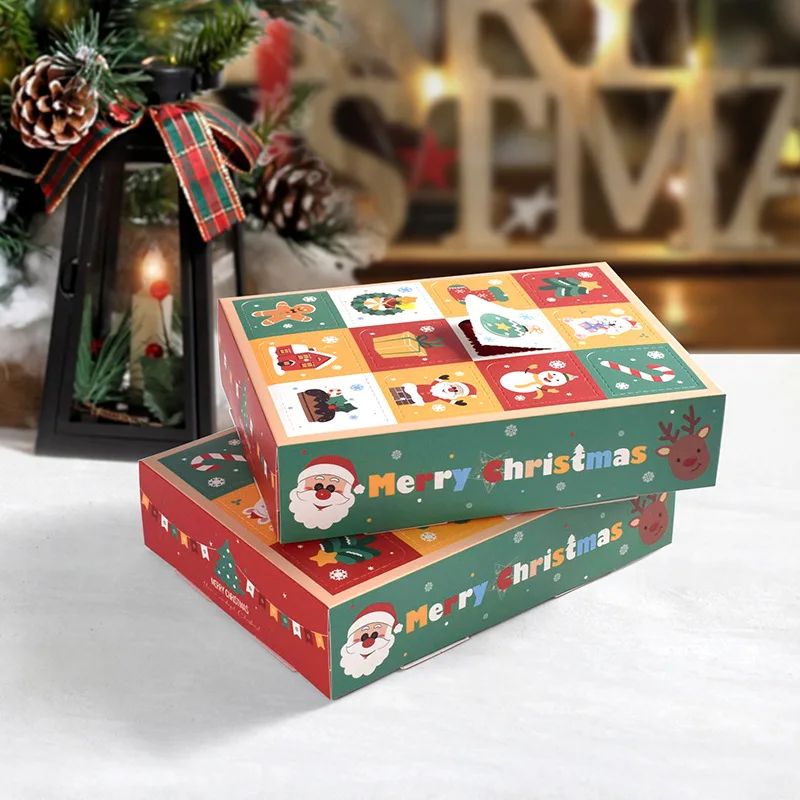 2/4/6 stücke Weihnachten Überraschung Geschenk Box 12Grid DIY Kind Countdown Advent Kalender Box Gestochen mit Finger Weihnachten süßigkeiten Verpackung Boxen Image