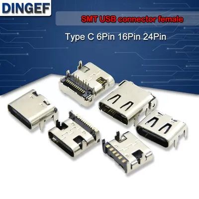 10pcs TYPE-C usb smd buchse 6p 16p 24p hd übertragungs schnitts telle für smartphones end Image