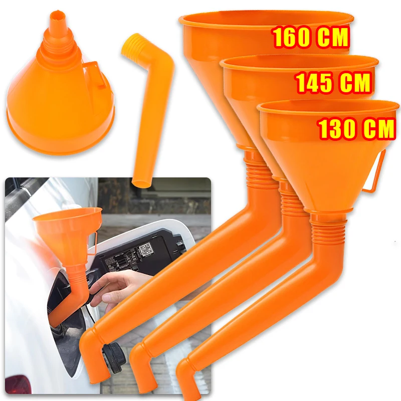 130/145/160 CM Kraftstoff Trichter mit Filter Benzin Motor Öl Trichter Tanken Moto Auto Lange Mund Trichter auto Reparatur Füllung Werkzeug Image