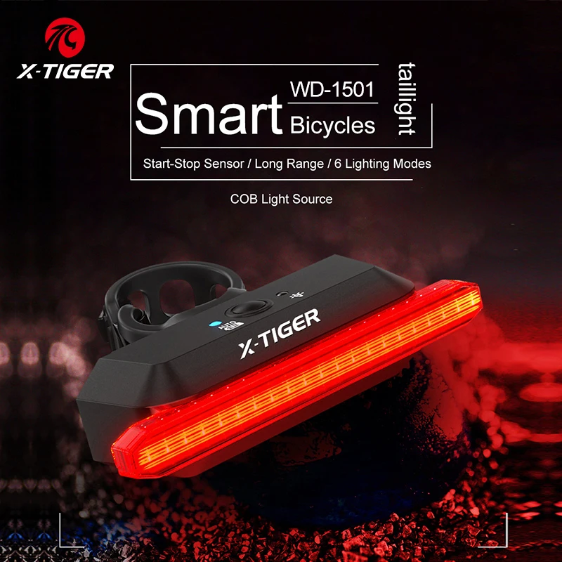 X-TIGER fanale posteriore per bici luce di rilevamento del freno intelligente fanale posteriore per bicicletta fanale posteriore di ricarica a LED accessori per ciclismo