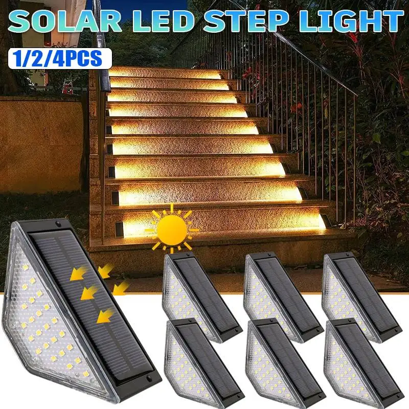 Warmes Licht LED Solar Schritt Lampe Weg Treppe Outdoor Garten Lichter Wasserdichte Balkon Licht Dekoration für Terrasse Treppen Zaun Licht