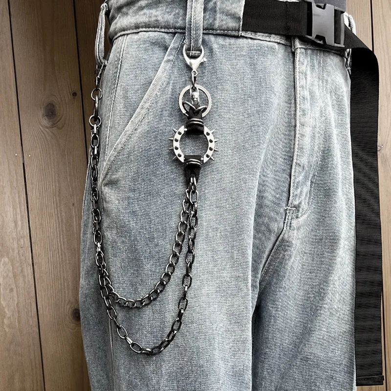 Punk Rock Metall geschichtete Kette Schlüsselanhänger Unisex Taille Schlüsselanhänger für Geldbörse Jeans Hip-Hop Hosen modische Gürtel Kette Schmuck Acc