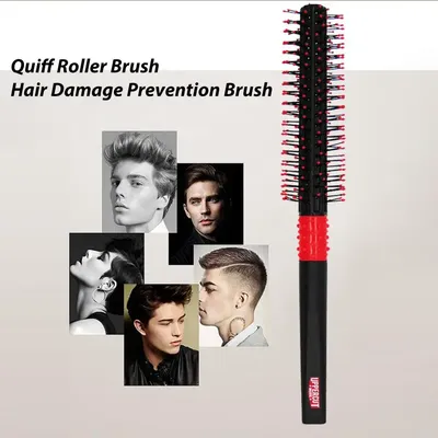 Quiff Roller Round Brush Ball Tip Bristles Non-slip Handle Blow Drying Short Hair Styling Comb