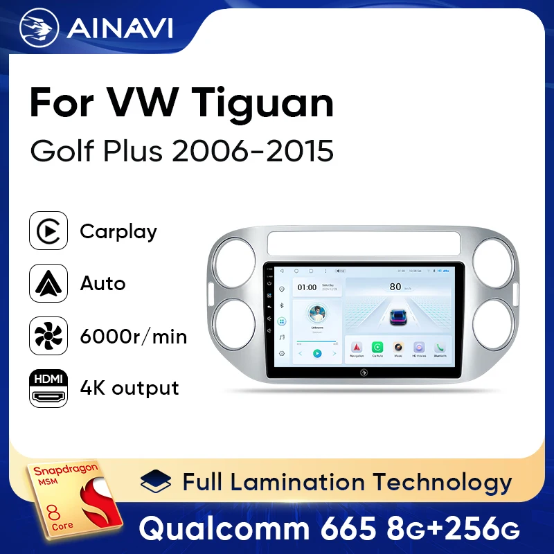 Ainavi Autoradio Für Volkswagen VW Tiguan 2006-2016 Golf Plus Android Auto Drahtlose Carplay Auto Multimedia Player HDMI out 2 Din Image