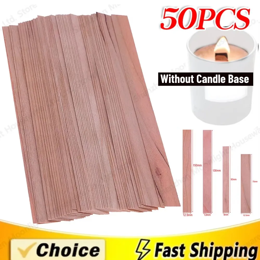 50-teiliges Kerzendocht-Set aus Holz, rauchfreie Kerzendochte für die Herstellung von DIY-Paraffin-Kerzen, Kerzenherstellungszubehör Image