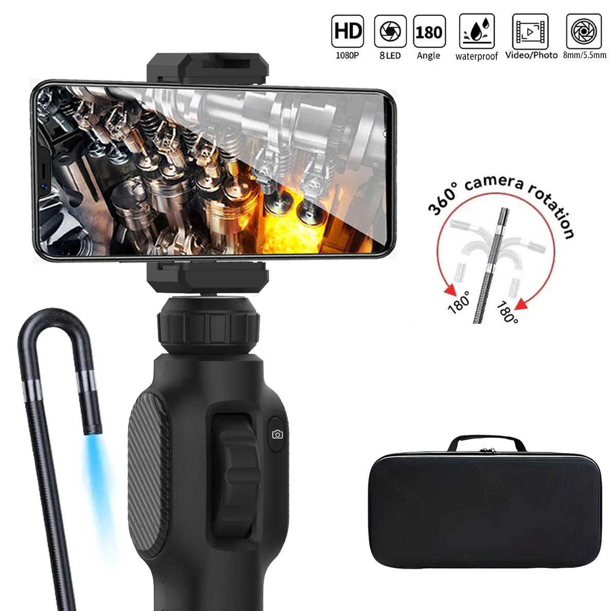 360 ° Gelenk endoskop, 5,5mm Joystick-Gelenk endoskop kamera mit lenkbarer Sonde, kompatibel mit iPhone und Android Image