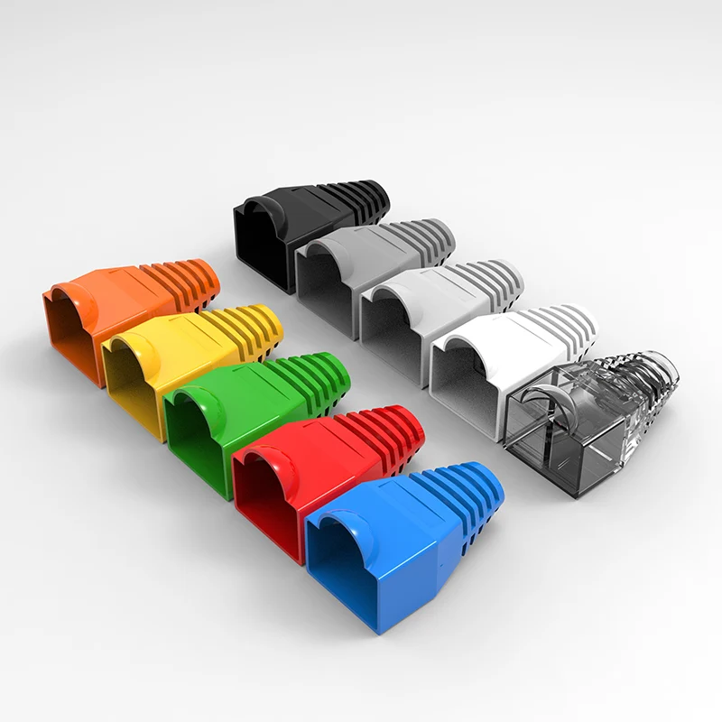 (50 teile/paket) Netzwerk RJ45 Kabel Stiefel Kunststoff Multi Farbe Schutzhülle Zugentlastung Für Cat5e Cat6 Modulare Stecker Schutz Image