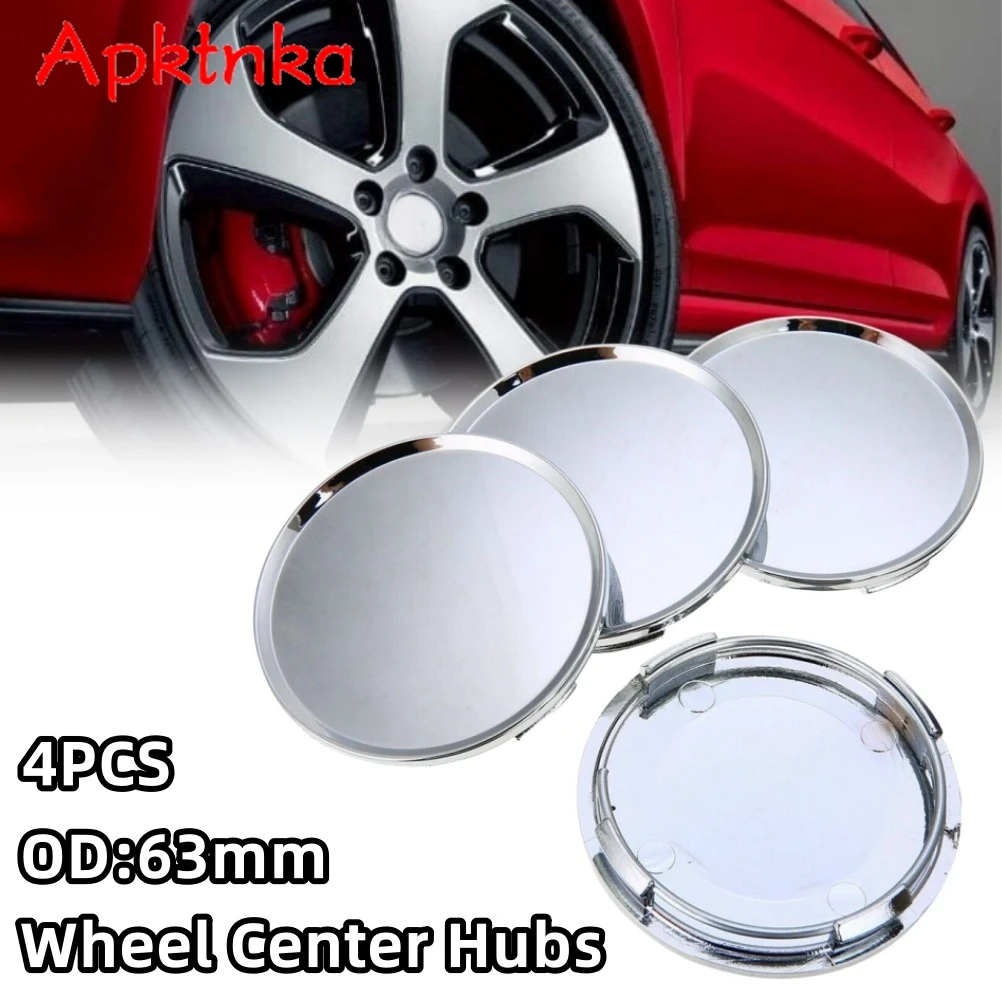 4PCS 63mm Kein Logo Universal ABS Kunststoff Auto Rad Mitte Kappe Radkappe Chrom Silber Auto Fahrzeug Felge hub Kappe Auto Ersatz Teil Image