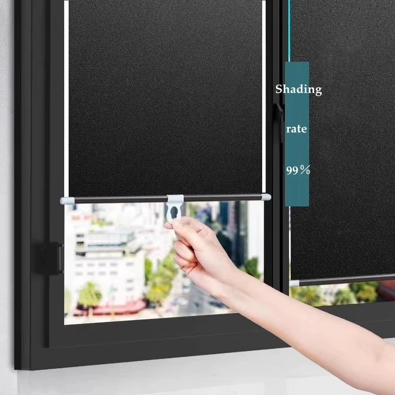 Volllicht-Schattierungsvorhang, Balkon-Sonnenschutz, stanzfreier Wärmedämmvorhang, einziehbarer Rollos aus Glas für die Küche, Fenster