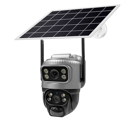 4G-Kamera mit Doppelobjektiv, Solar-PIR-Personenerkennung, Nachtsicht, wasserdichte Sicherheitsvideo-IP-Kamera, 8 MP, 4 K, Akku, CCTV-Monitor Image