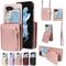 Handy Hülle Handyhüllen Für Samsung Galaxy Z Flip 6 Z Flip 5 Brieftasche Kartenetui mit Halterung Reisverschluss mit Lanyard Retro TPU PU-Leder