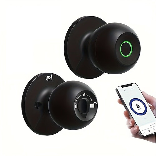 biometrischer intelligenter Türknauf mit Tuya-App-Steuerung, sicheres Fingerabdruckschloss für Schlafzimmer, Garderobe, Wohnungen, Büros Image