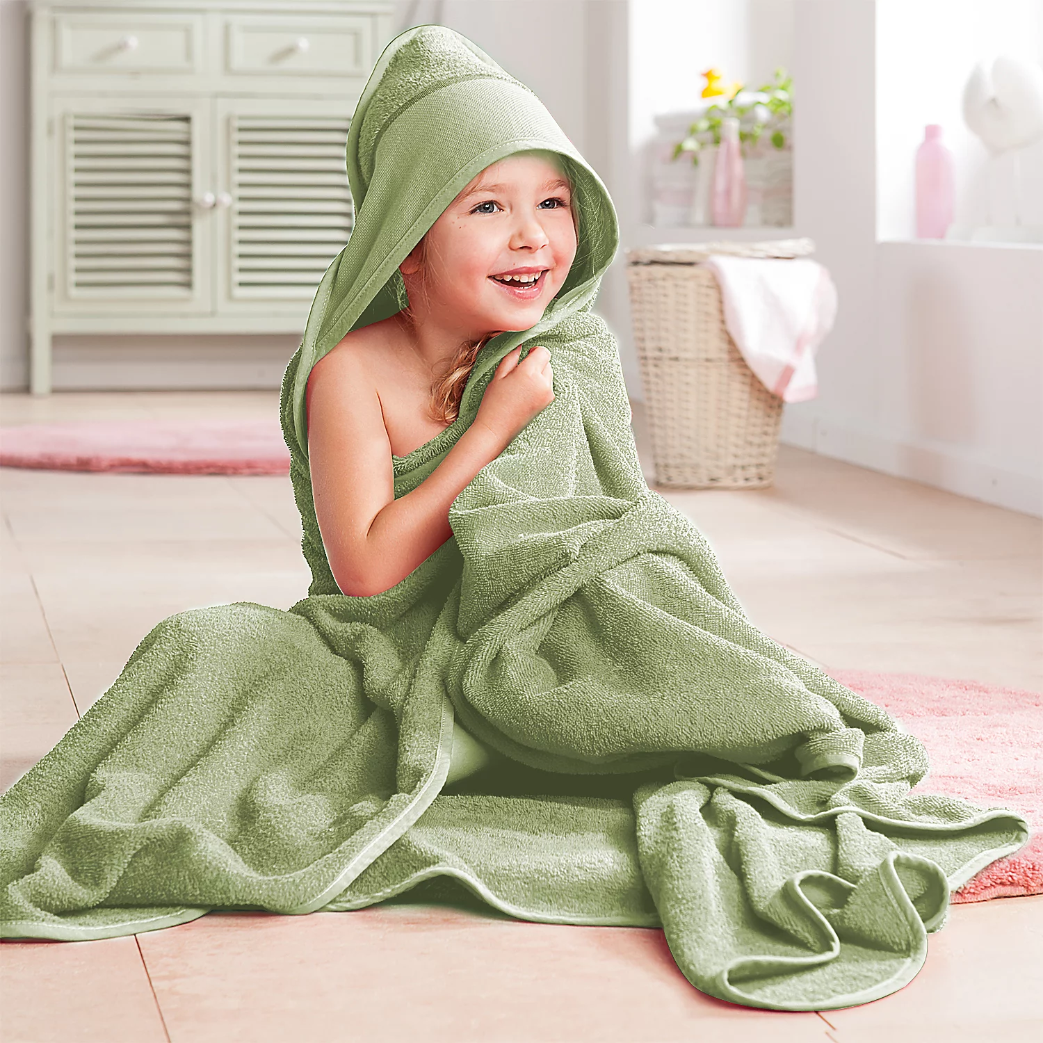 buttinette Cape de bain, sauge, 140 x 140 cm
